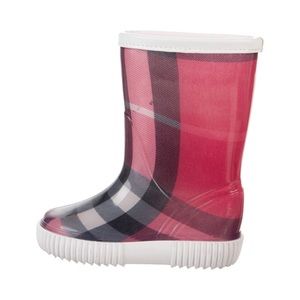 Burberry, Girls' red and multicolor Exploded Check rain boots